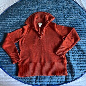 Burnt Orange Talbots Button Turtleneck Sweater